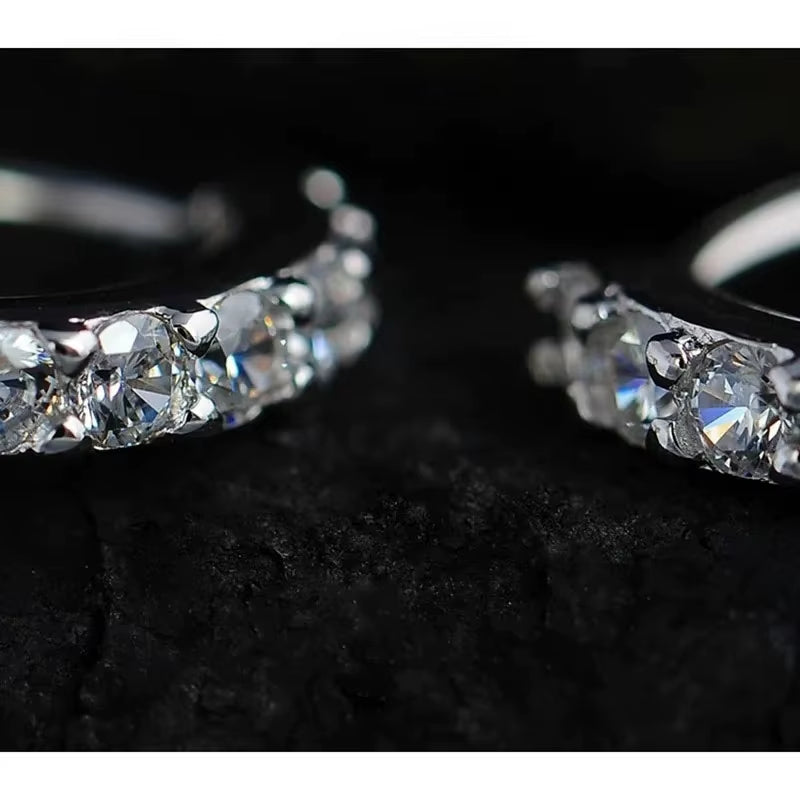 Silver Rhinestone Crystal Hoop Earrings for Women