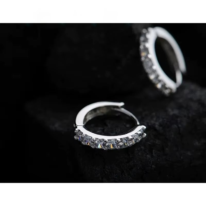 Silver Rhinestone Crystal Hoop Earrings for Women