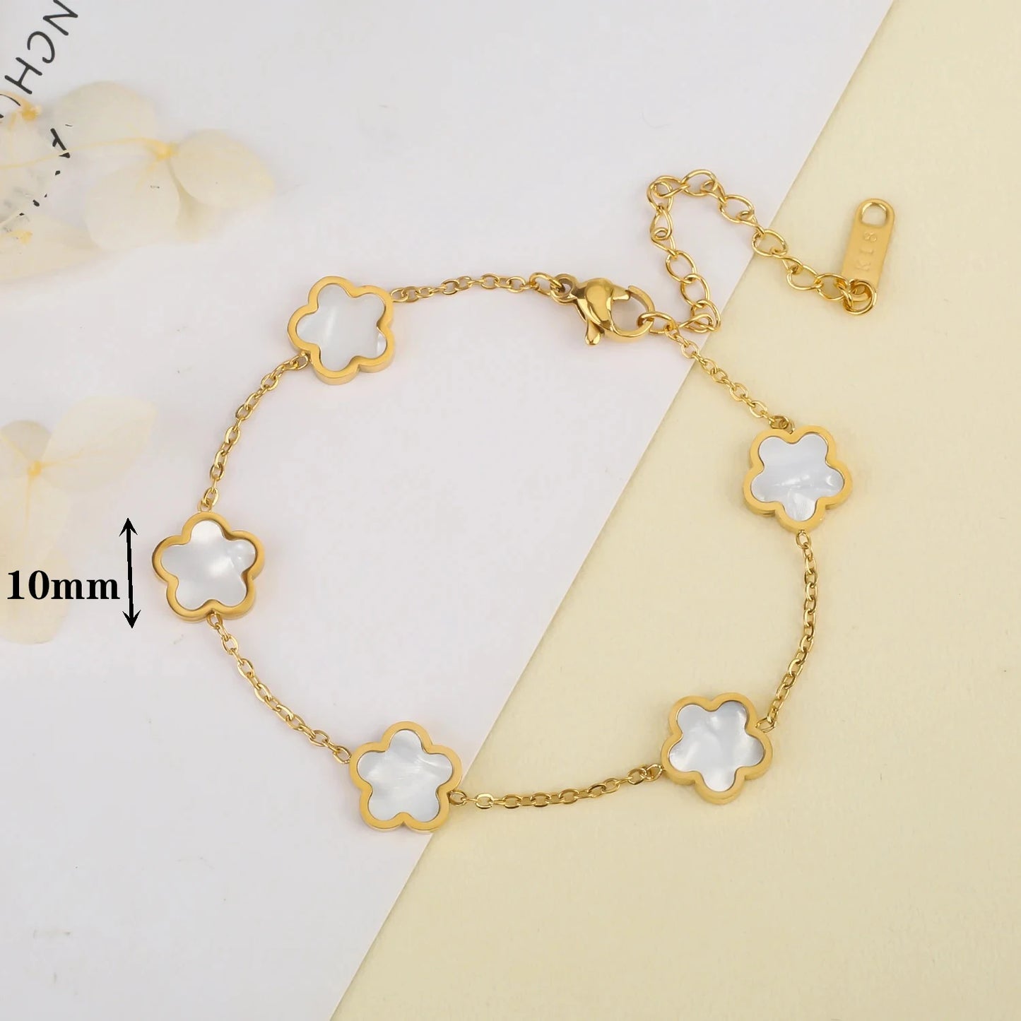 Stainless Steel Plum Blossom Gold Plated Bracelet High Quality Five Leaf Flower Jewelry Simple for Woman Gift Clover