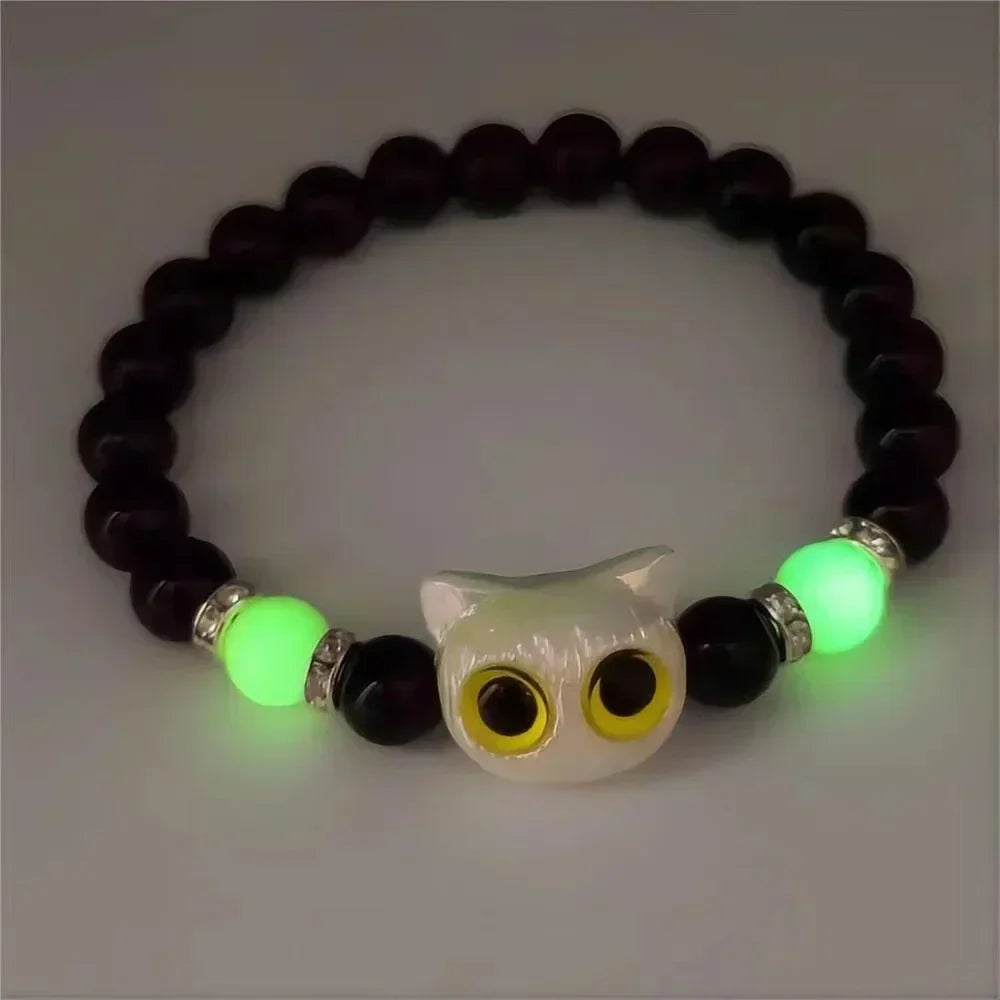 Matching Couples Friendship Bracelets for Women & Men Luminous Glow in the Dark Cat