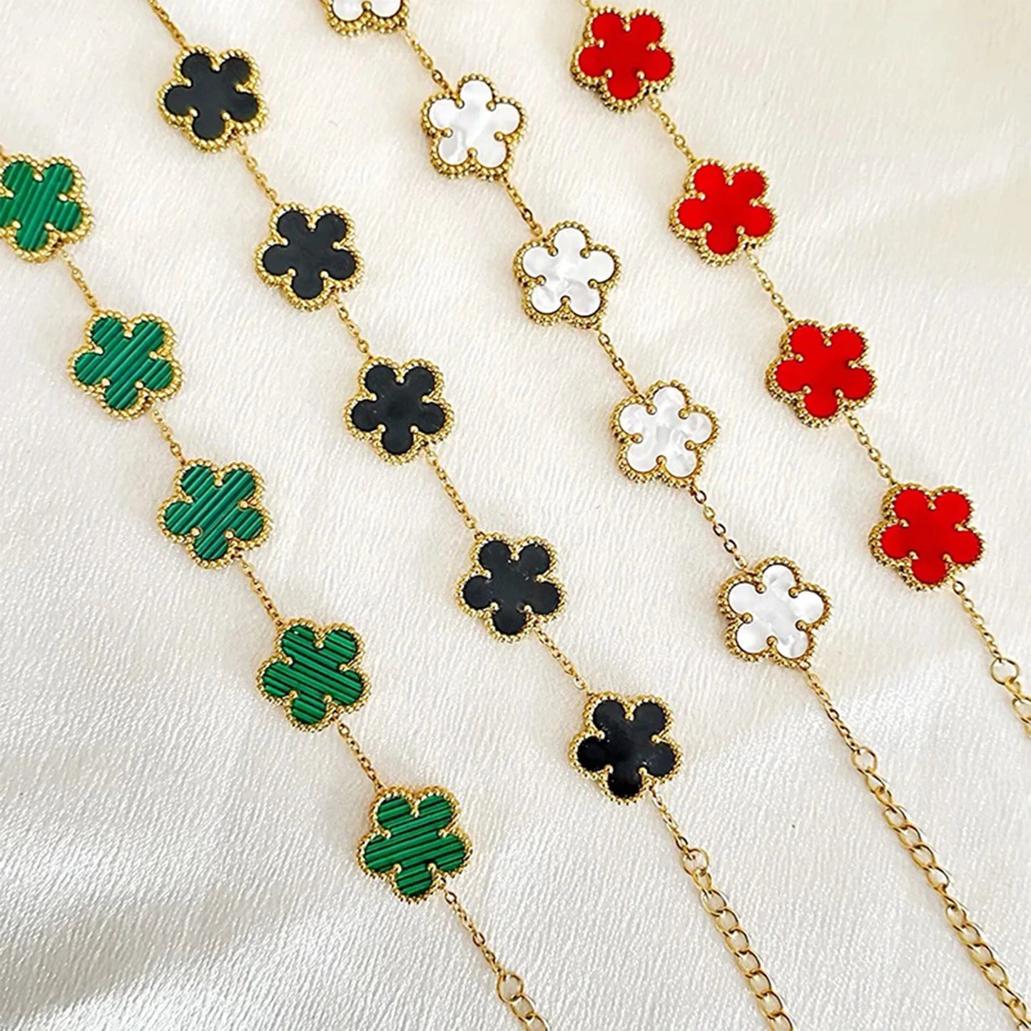 Stainless Steel Plum Blossom Gold Plated Bracelet High Quality Five Leaf Flower Jewelry Simple for Woman Gift Clover