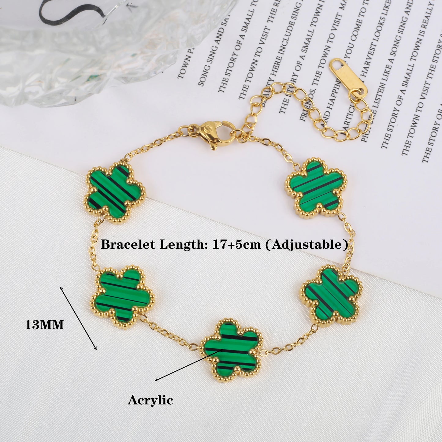 Stainless Steel Plum Blossom Gold Plated Bracelet High Quality Five Leaf Flower Jewelry Simple for Woman Gift Clover
