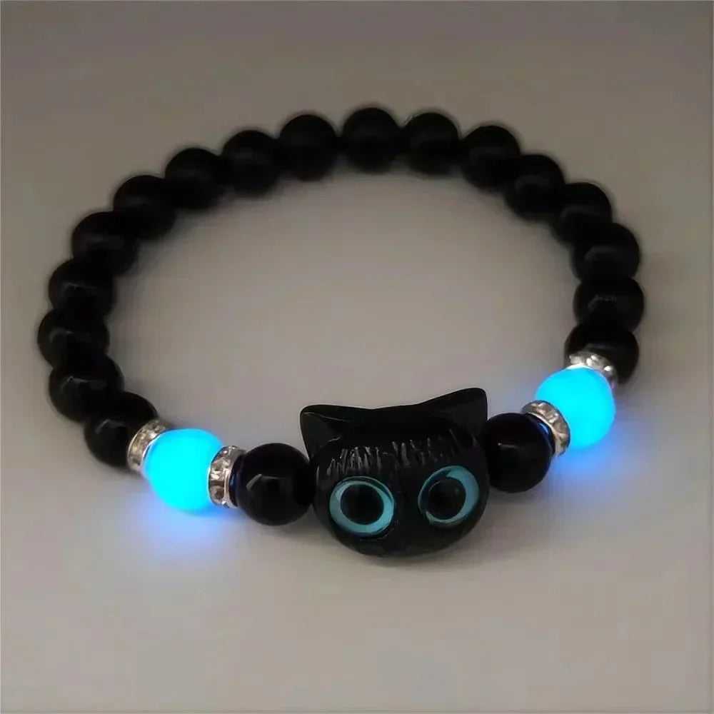 Matching Couples Friendship Bracelets for Women & Men Luminous Glow in the Dark Cat