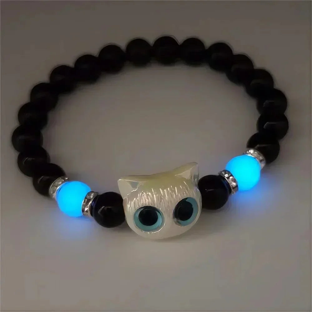 Matching Couples Friendship Bracelets for Women & Men Luminous Glow in the Dark Cat