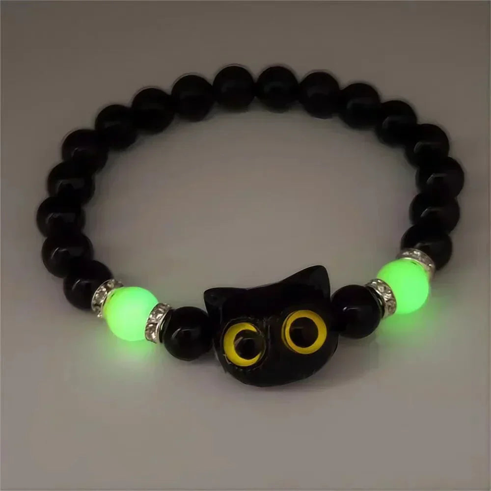 Matching Couples Friendship Bracelets for Women & Men Luminous Glow in the Dark Cat