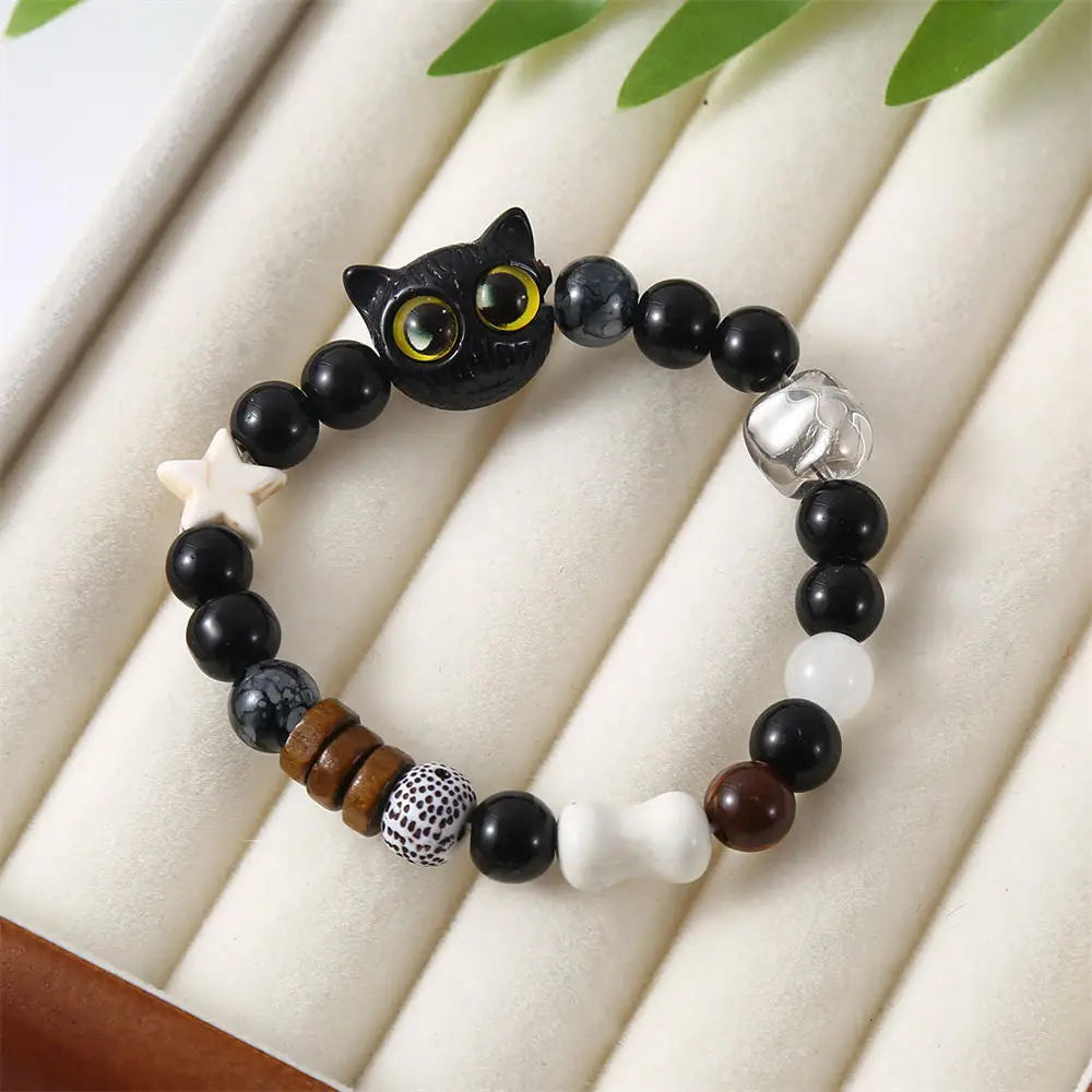 Matching Couples Friendship Bracelets for Women & Men Luminous Glow in the Dark Cat