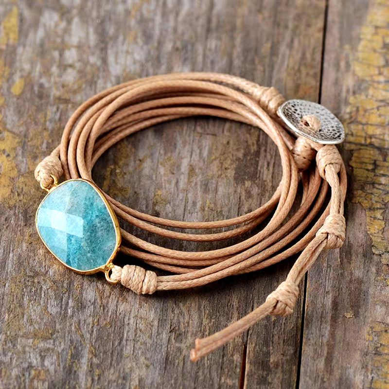 High End Wrap Bracelet Natural Stones Amazonite Boho Long Friendship Bracelet Statement Bracelets Women Gifts Dropshipping