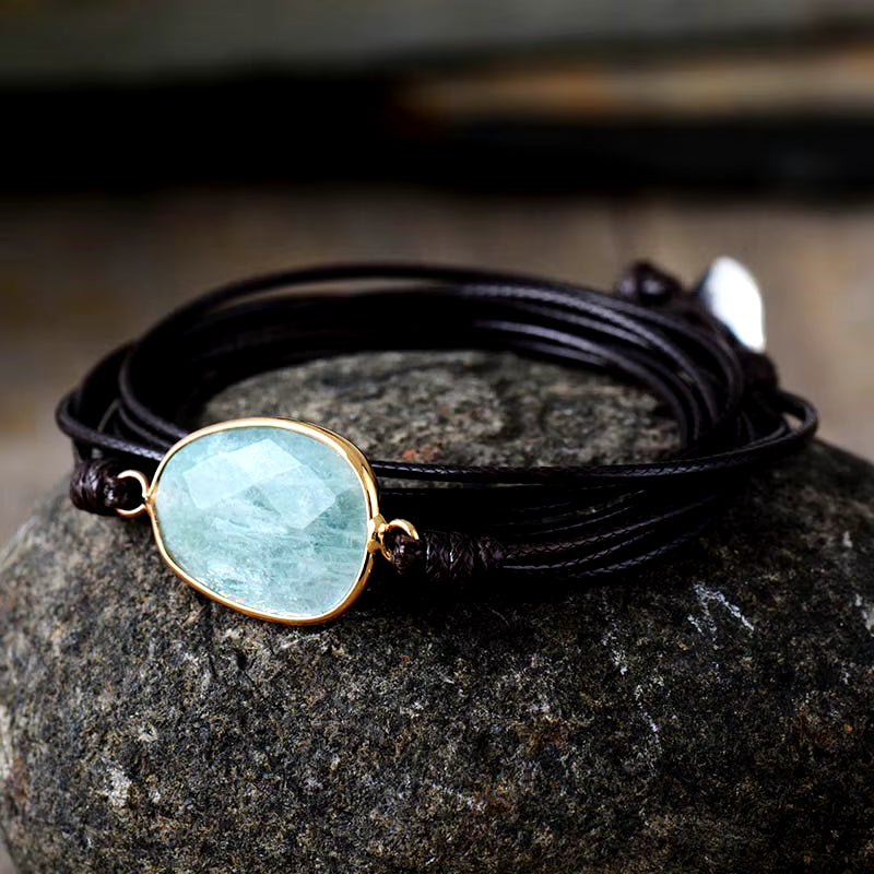 High End Wrap Bracelet Natural Stones Amazonite Boho Long Friendship Bracelet Statement Bracelets Women Gifts Dropshipping