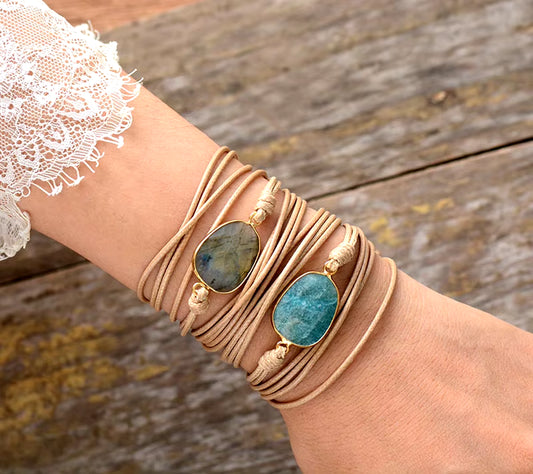 High End Wrap Bracelet Natural Stones Amazonite Boho Long Friendship Bracelet Statement Bracelets Women Gifts Dropshipping