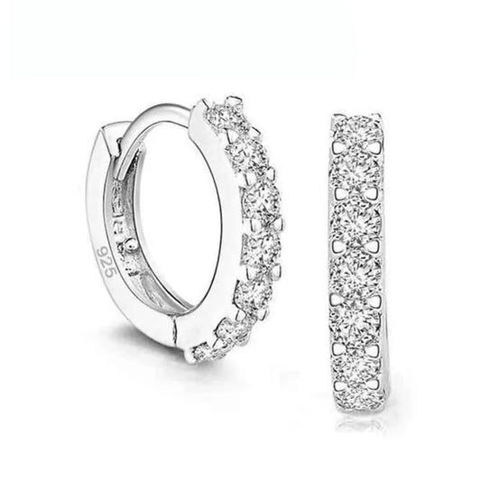 Silver Rhinestone Crystal Hoop Earrings for Women 