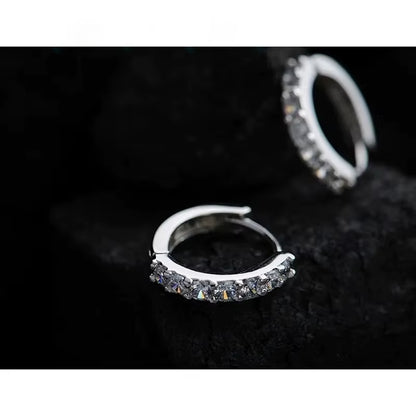 Silver Rhinestone Crystal Hoop Earrings for Women 