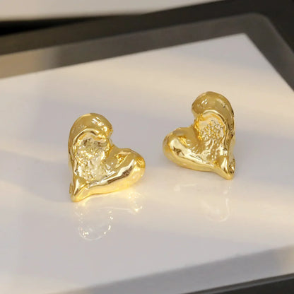 Love Heart Shaped Stud Earrings Women Jewelry