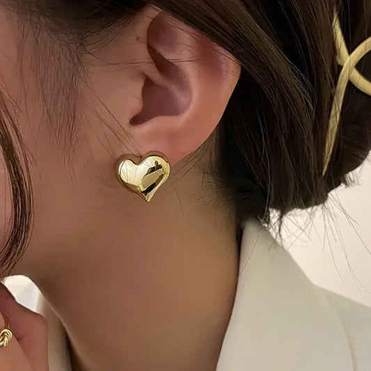 Love Heart Shaped Stud Earrings Women Jewelry