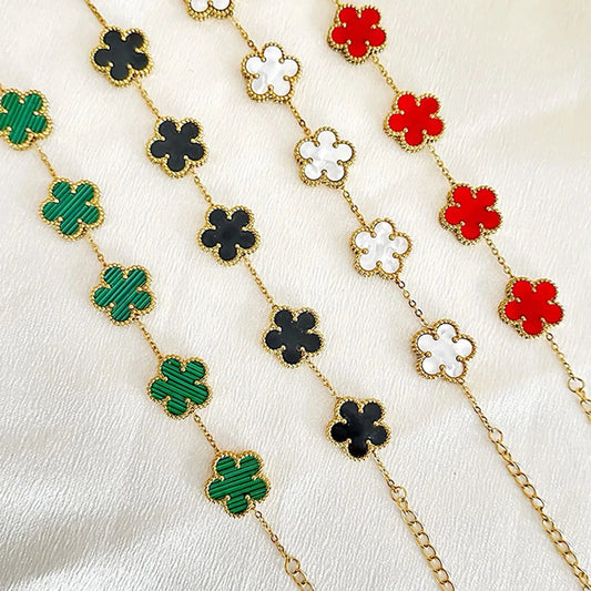Stainless Steel Plum Blossom Gold Plated Bracelet High Quality Five Leaf Flower Jewelry Simple for Woman Gift Clover