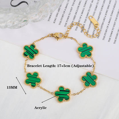 Stainless Steel Plum Blossom Gold Plated Bracelet High Quality Five Leaf Flower Jewelry Simple for Woman Gift Clover