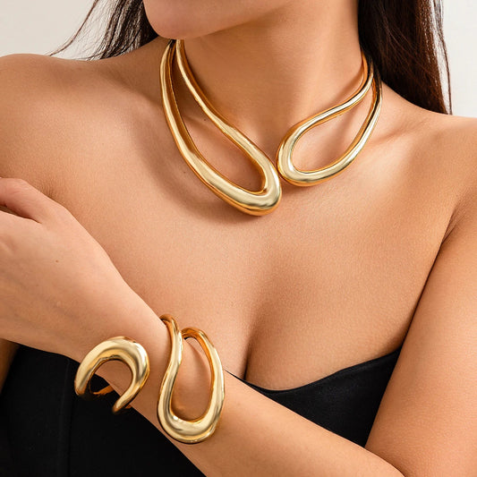 Bold Chunky Chain Choker – Adjustable Open Collar Necklace